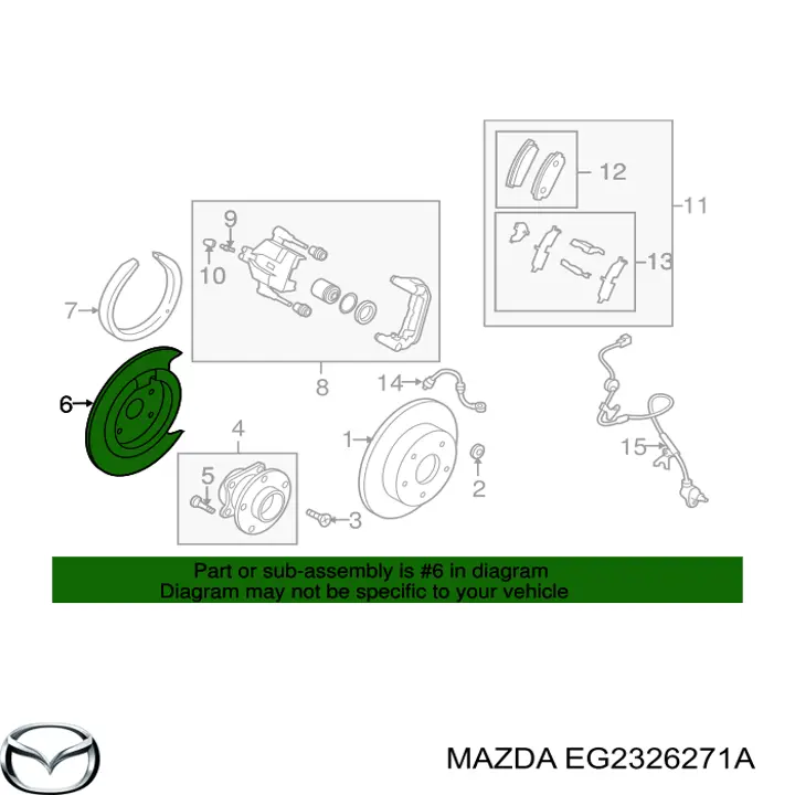 EG2326271A Mazda Proteção esquerda do freio de disco traseiro