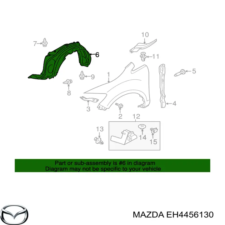 EH4456130 Mazda Guarda-barras direito do pára-lama dianteiro