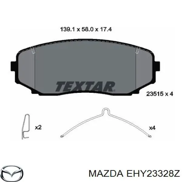 Compre EHY23328Z Mazda Sapatas do freio dianteiras de disco