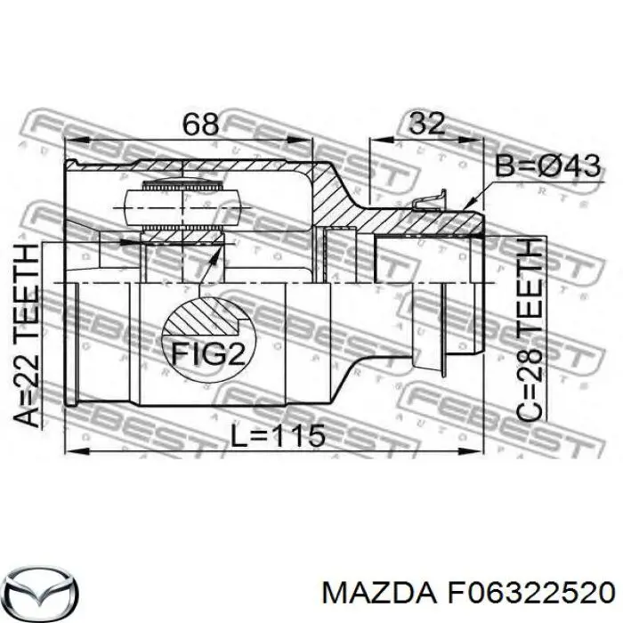 Junta homocinética interna dianteira direita Mazda F06322520 preço, a partir de 43,51 USD