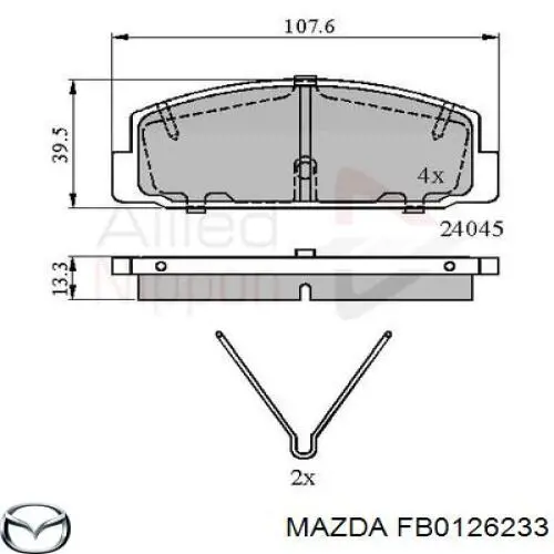 Sapatas do freio traseiras de disco Mazda FB0126233 preço, a partir de 16,16 USD