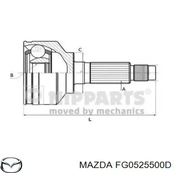 Semieixo (acionador) dianteiro direito FG0525500B Mazda