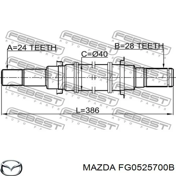 Compre FG0525700D Mazda Veio de acionamento do semieixo intermédio