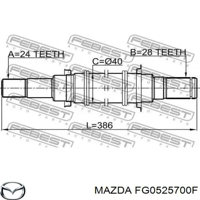 Veio de acionamento do semieixo intermédio Mazda FG0525700F preço, a partir de 149,56 USD
