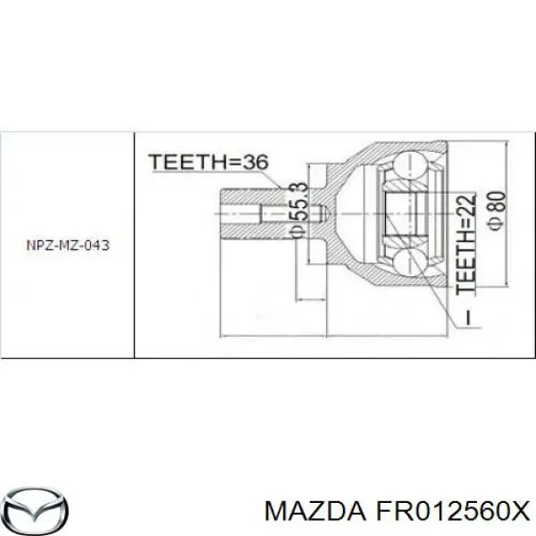 Junta homocinética externa dianteira Mazda FR012560X preço, a partir de 36,08 USD