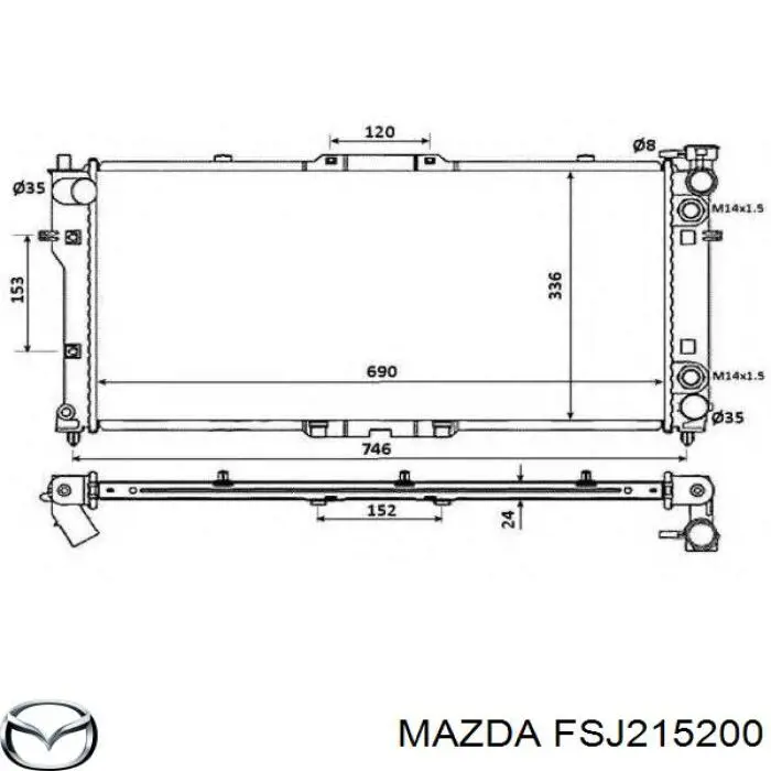 FSJ215200 Mazda Radiador de esfriamento de motor