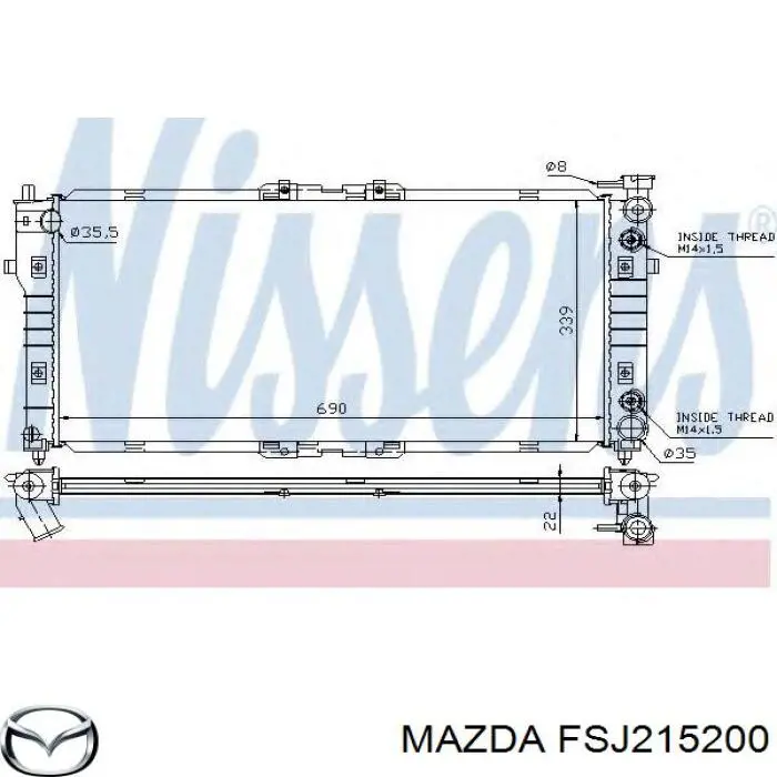 Radiador de esfriamento de motor Mazda FSJ215200 preço, a partir de 342,16 USD