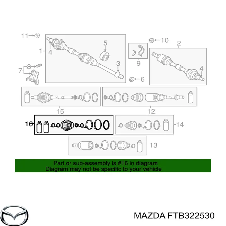 Bota de proteção externa de junta homocinética do semieixo dianteiro FTB322530 Mazda