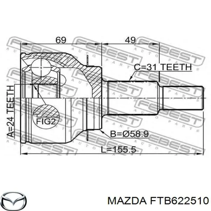 Junta homocinética externa dianteira Mazda FTB622510 preço, a partir de 53,42 USD