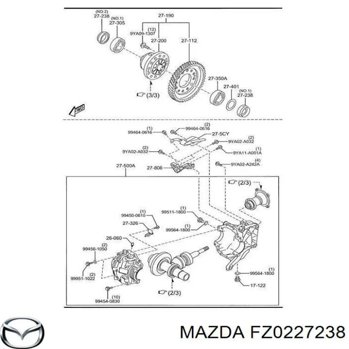 Compre FZ0227238 Mazda Bucim do semieixo esquerdo do eixo dianteiro