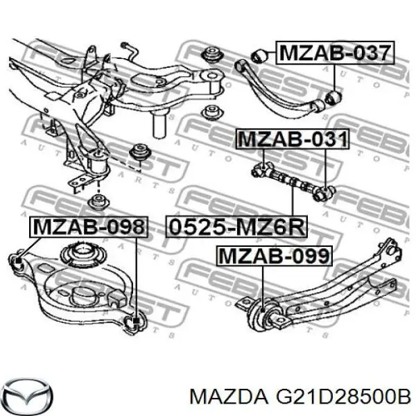Compre G21D28500B Mazda Barra transversal de suspensão traseira