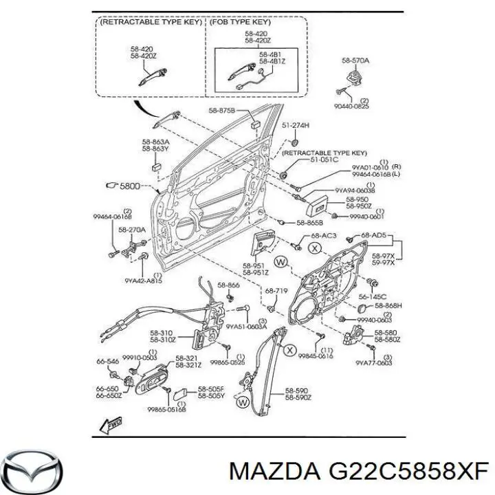 Compre G22C5858XF Mazda Motor de acionamento de vidro da porta dianteira direita