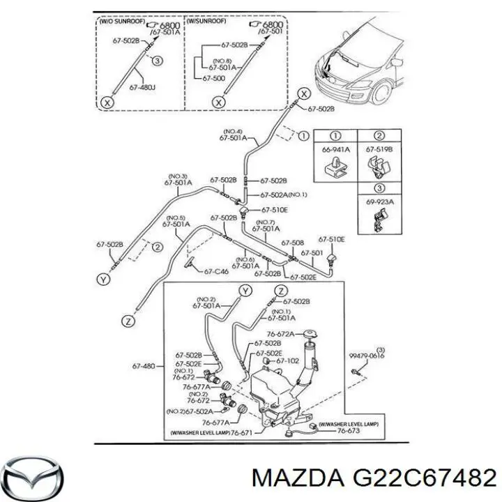 G22C67482 Mazda Bomba de motor de fluido para lavador de vidro dianteiro