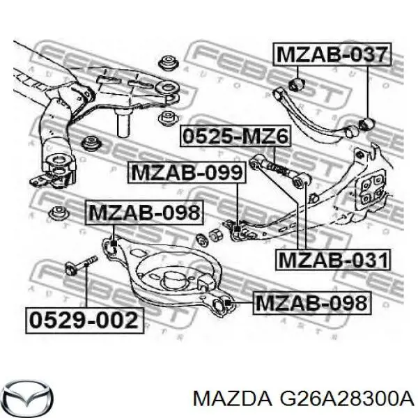 Compre G26A28300A Mazda Braço oscilante inferior direito de suspensão traseira