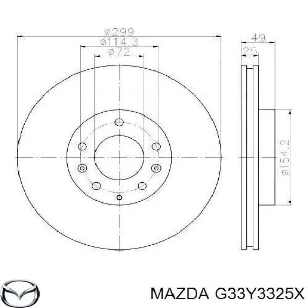 G33Y3325X Mazda Disco do freio dianteiro