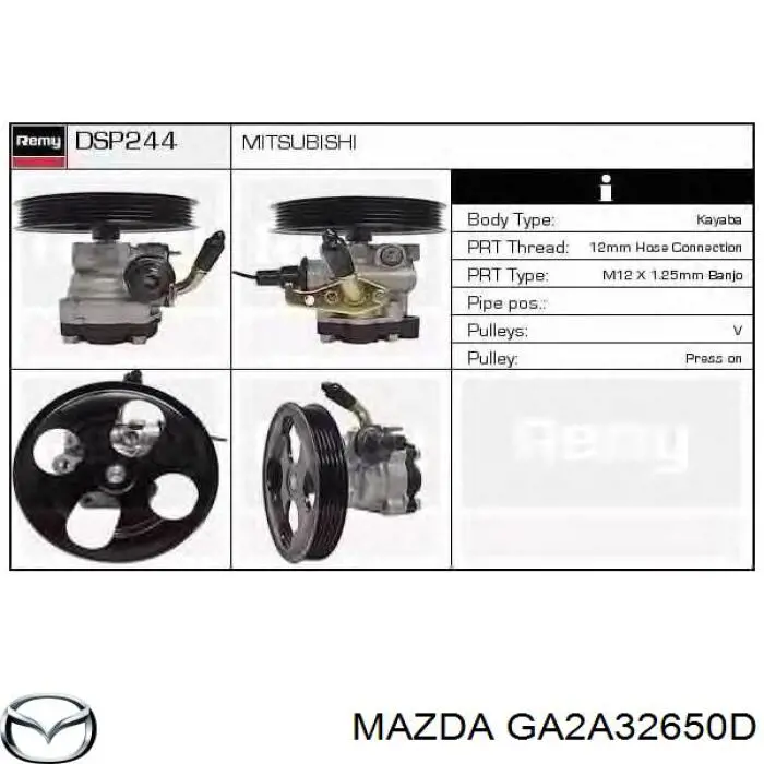 Bomba da Direção hidrâulica assistida GA2A32650D Mazda
