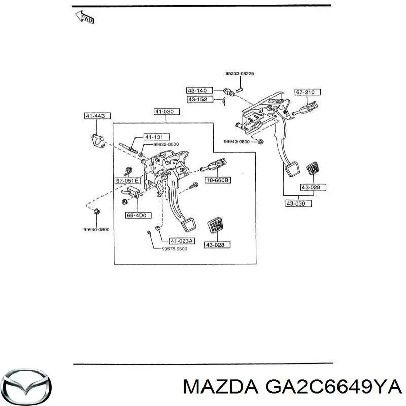 GA2C6649YA Mazda Sensor de posição de pedal de embraiagem