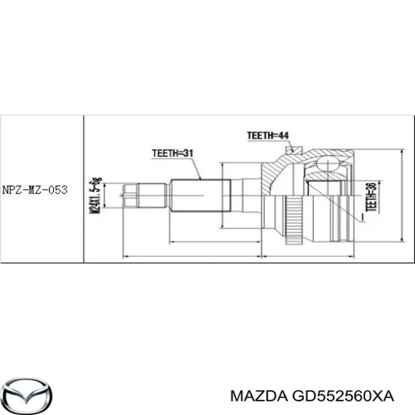 Semieixo (acionador) dianteiro esquerdo Mazda GD552560XA preço, a partir de 74,91 USD