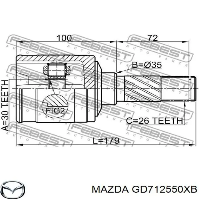 GD712550XB Mazda Semieixo traseiro direito