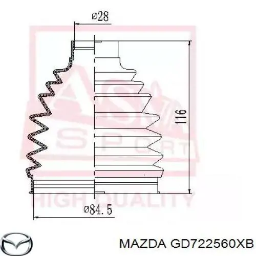 GD722560XB Mazda Semieixo (acionador) dianteiro esquerdo