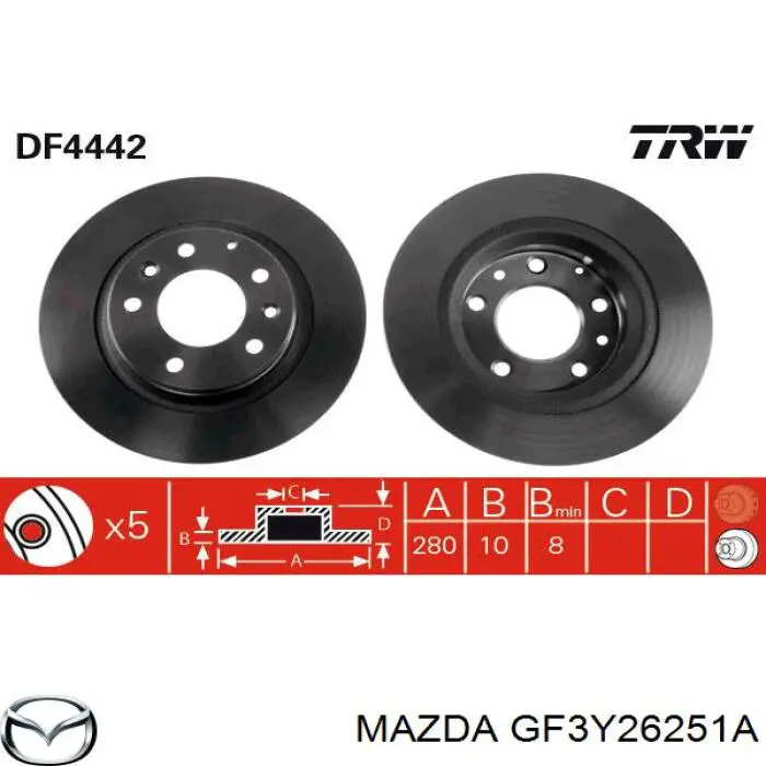 Disco do freio traseiro Mazda GF3Y26251A preço, a partir de 45,26 USD