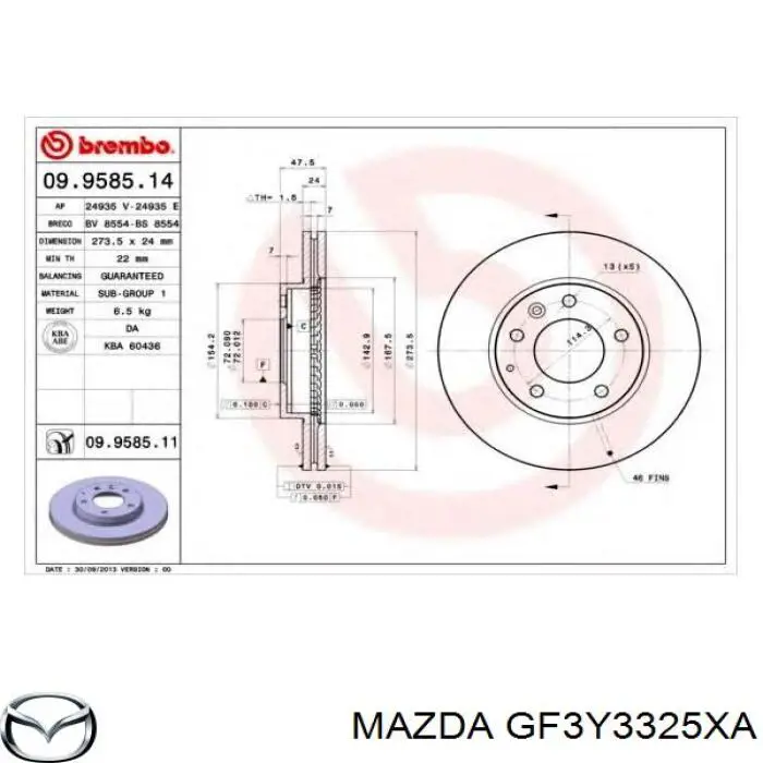 Compre GF3Y3325XA Mazda Disco do freio dianteiro