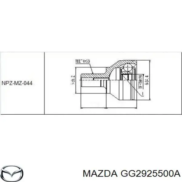 GG2925500C Mazda Semieixo (acionador) dianteiro direito