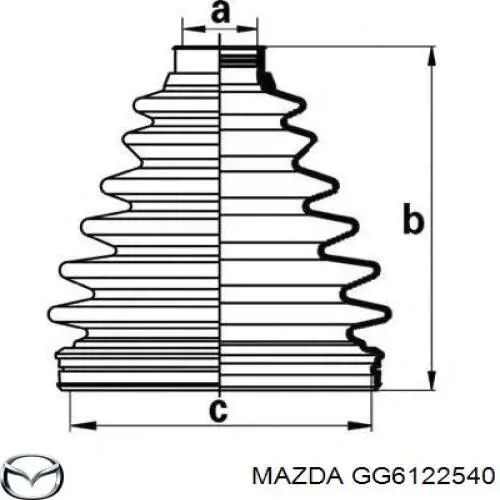 GG6122540 Mazda Bota de proteção interna de junta homocinética do semieixo dianteiro
