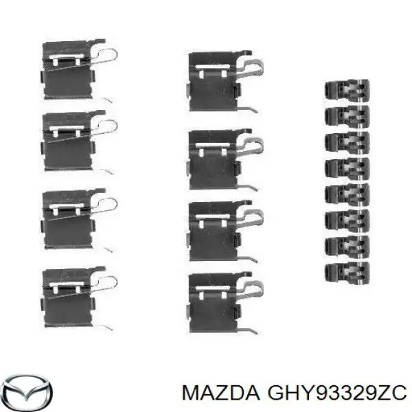 GHY93329ZC Mazda Kit de molas de fixação de sapatas de disco dianteiras