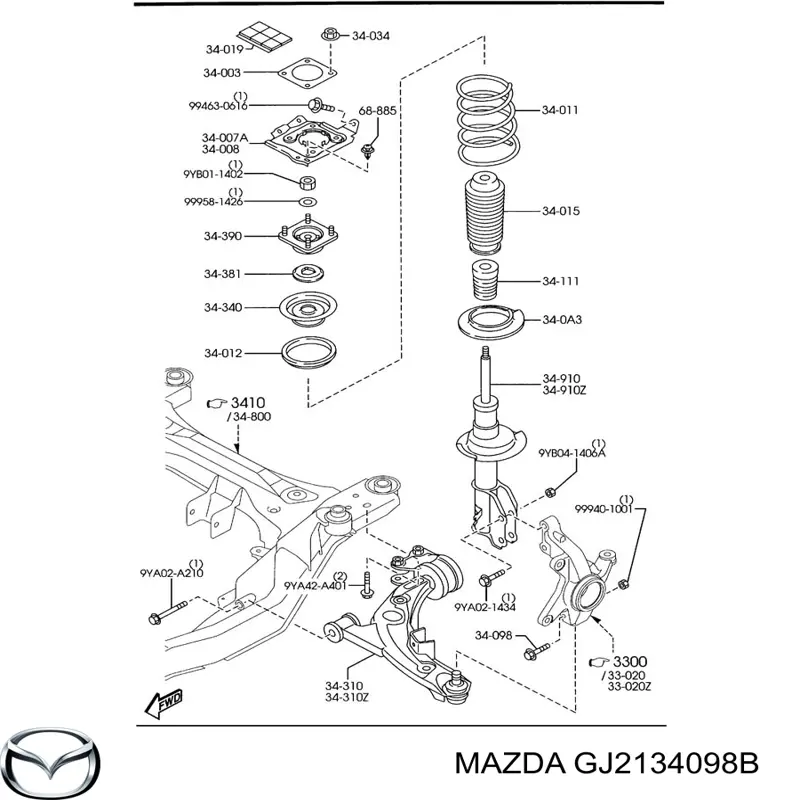 1513400 Ford Parafuso de fixação de apoio esférico dianteiro ao pino de apoio