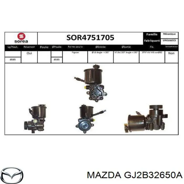 Bomba da Direção hidrâulica assistida Mazda GJ2B32650A preço, a partir de 131,15 USD