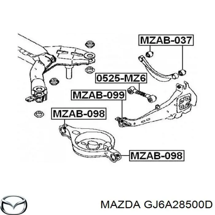 Compre GJ6A28500D Mazda Barra transversal de suspensão traseira