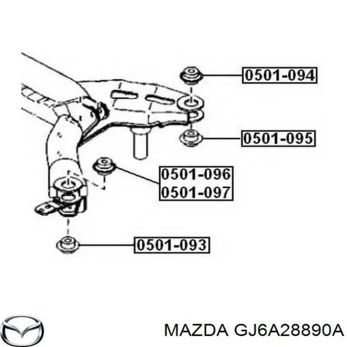 Compre GJ6A28890A Mazda Bloco silencioso de viga traseira (de plataforma veicular)