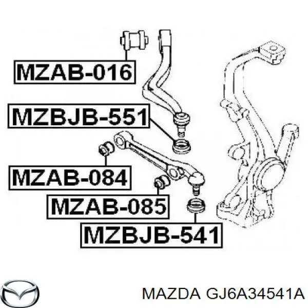 Compre GJ6A34541A Mazda Bota de proteção de suporte esférico inferior