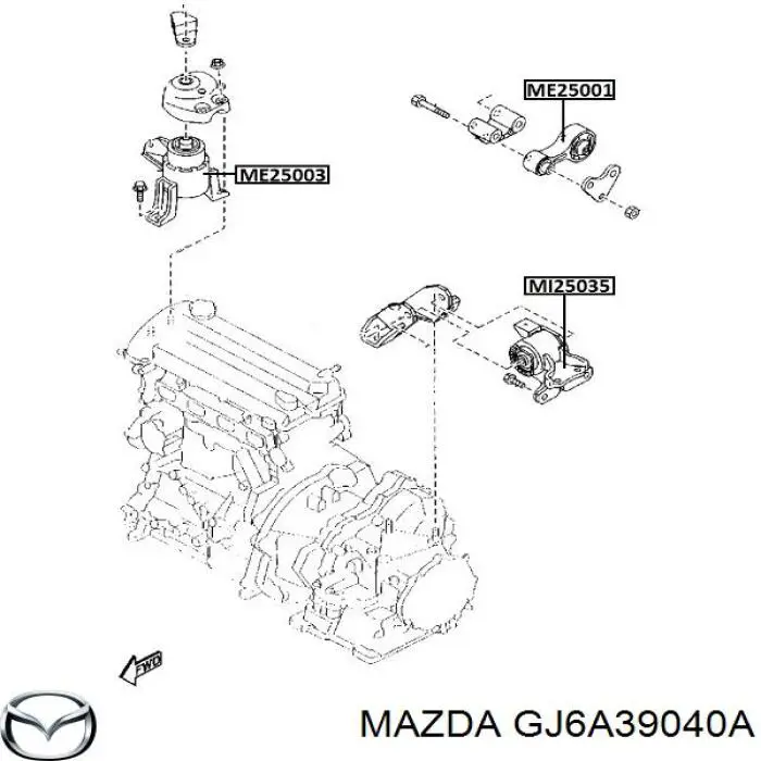 Compre GJ6A39040A Mazda Coxim (suporte) traseiro de motor
