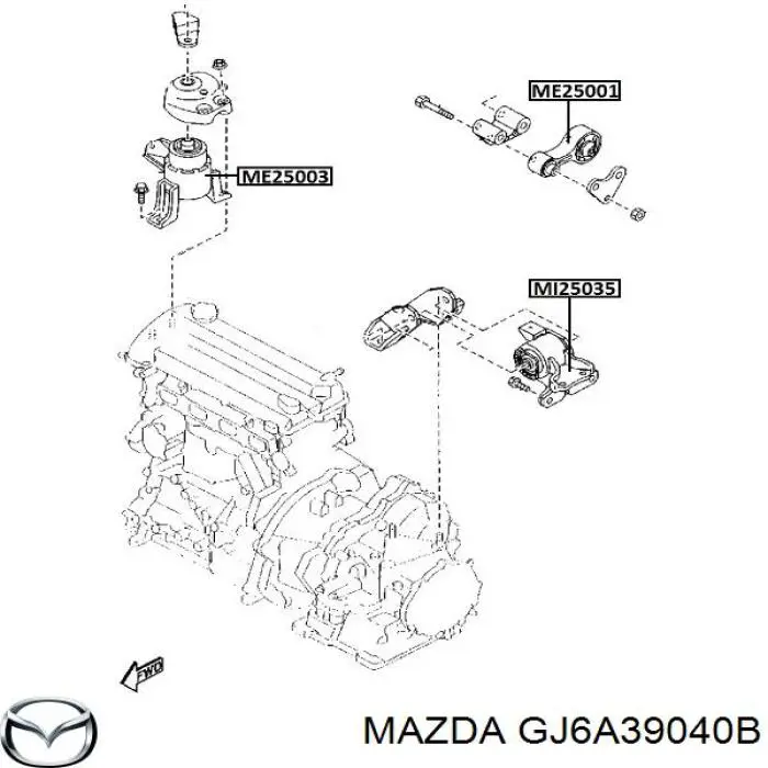 Coxim (suporte) traseiro de motor Mazda GJ6A39040B preço, a partir de 54,58 USD