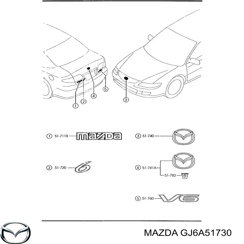 Emblema de tampa de porta-malas (emblema de firma) Mazda GJ6A51730 preço, a partir de 52,23 USD