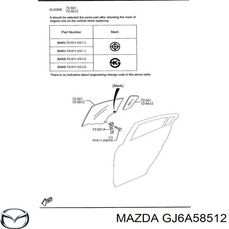 Fixador de vidro lateral Mazda GJ6A58512 preço, a partir de 5,86 USD