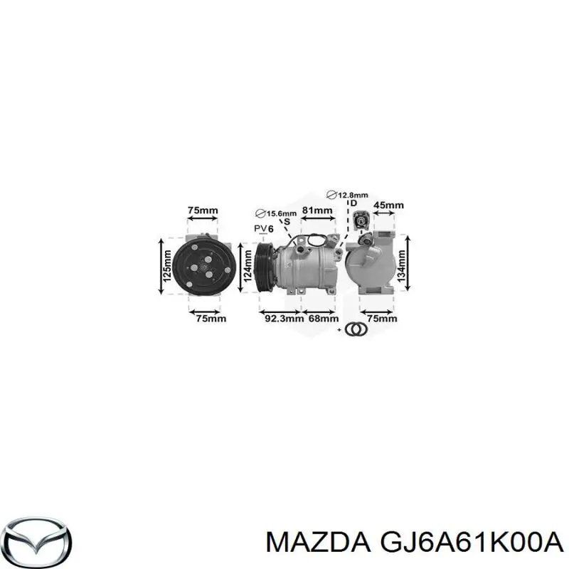 Compressor de aparelho de ar condicionado Mazda GJ6A61K00A preço, a partir de 272,41 USD