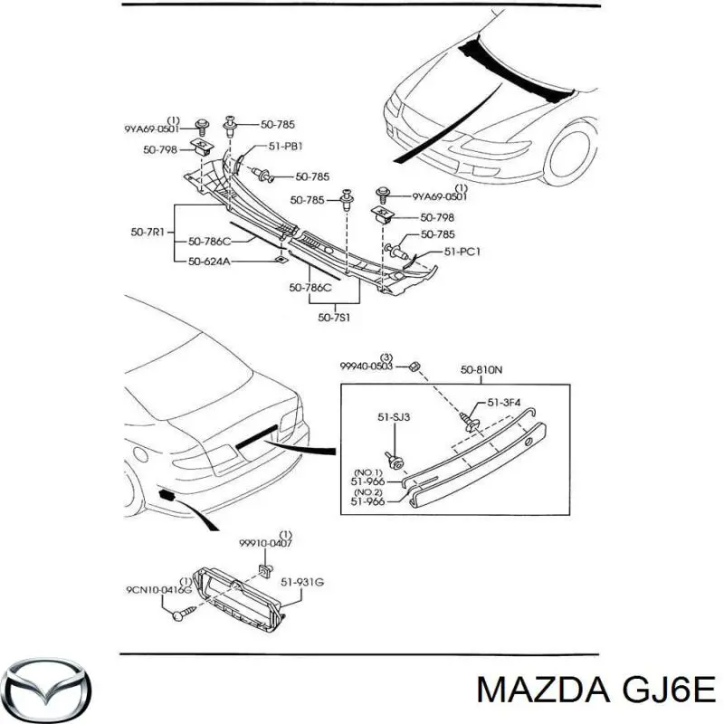 GJ6E Mazda Cremalheira da direção