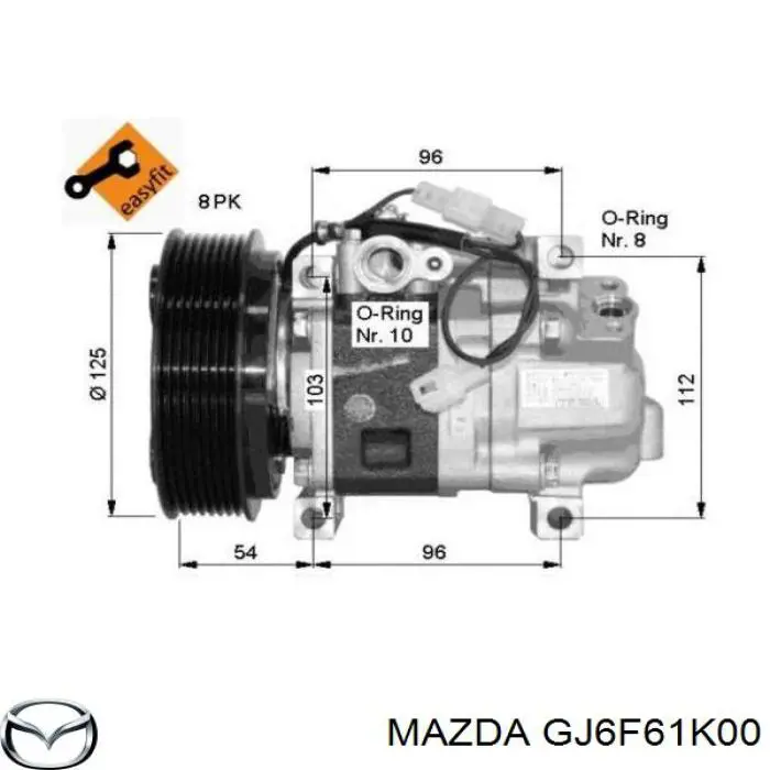 GJ6F61K00 Mazda Compressor de aparelho de ar condicionado