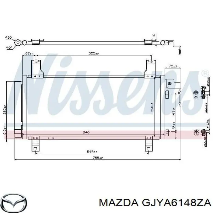 GJYA6148ZA Mazda Radiador de aparelho de ar condicionado