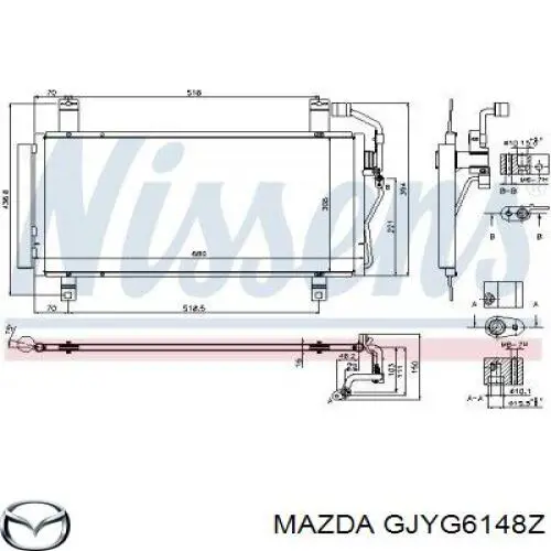  Radiador de aparelho de ar condicionado Mazda 6 MPS sedan (GG) (2005 - 2007) MPS