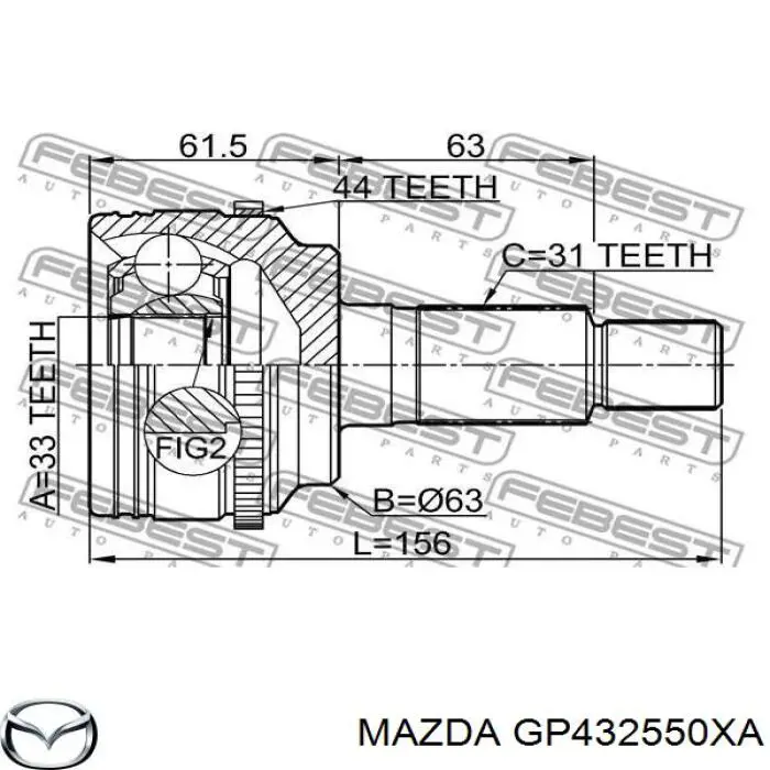 GP432550XA Mazda Semieixo (acionador) dianteiro direito
