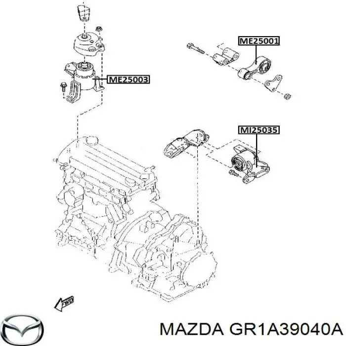 Coxim (suporte) traseiro de motor Mazda GR1A39040A preço, a partir de 28,79 USD