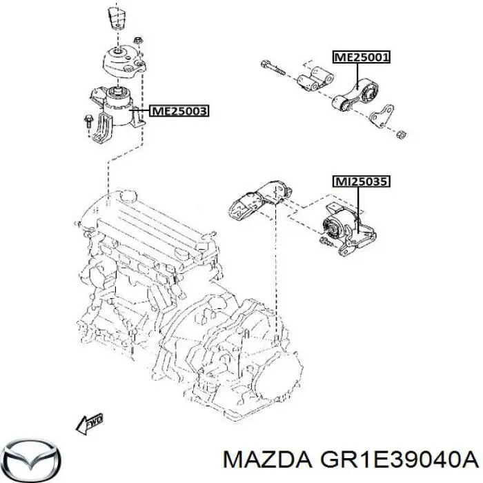 Coxim (suporte) traseiro de motor Mazda GR1E39040A preço, a partir de 54,48 USD