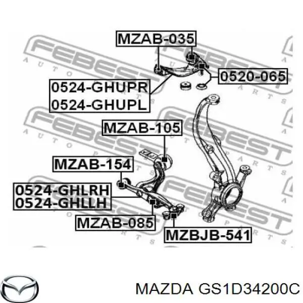 Compre GS1D34200C Mazda Braço oscilante superior direito de suspensão dianteira