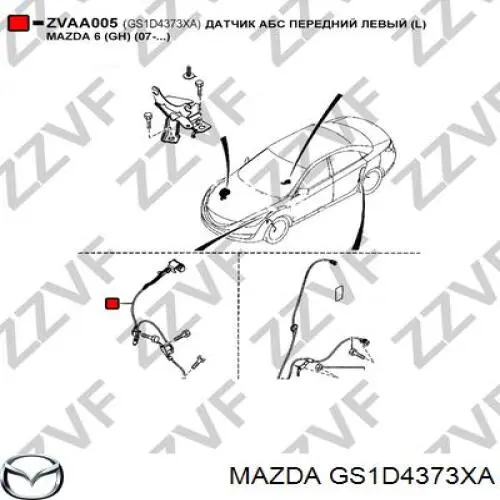 Compre GS1D4373XA Mazda Sensor ABS dianteiro esquerdo