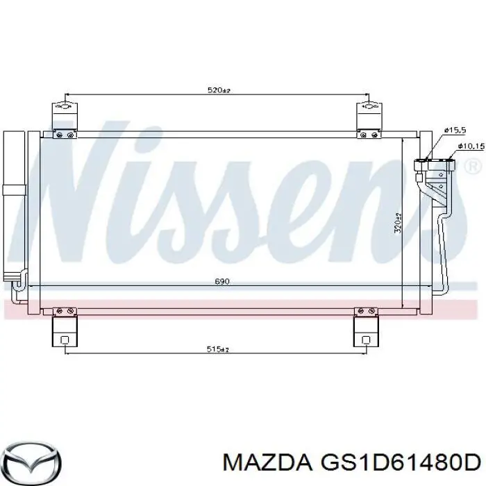 Radiador de aparelho de ar condicionado Mazda GS1D61480D preço, a partir de 121,40 USD