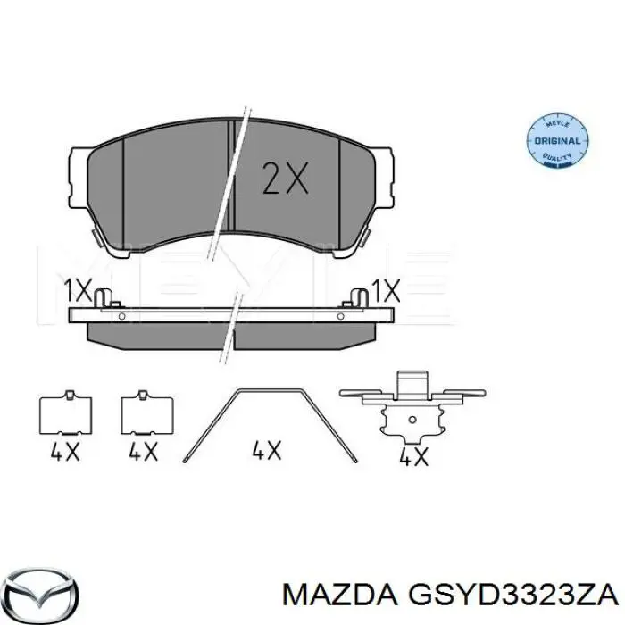 Sapatas do freio dianteiras de disco Mazda GSYD3323ZA preço, a partir de 19,22 USD
